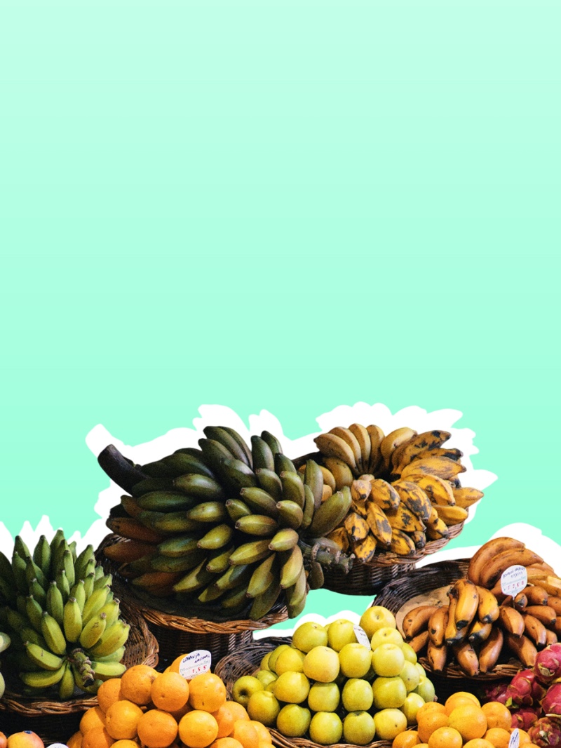 Several baskets of fruit representing marketplace services