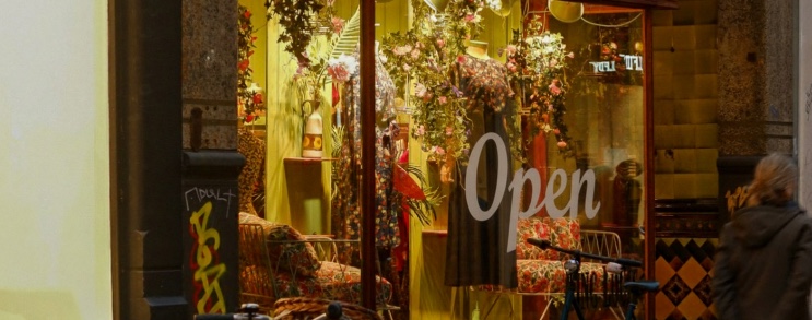 Store front with the text open on it